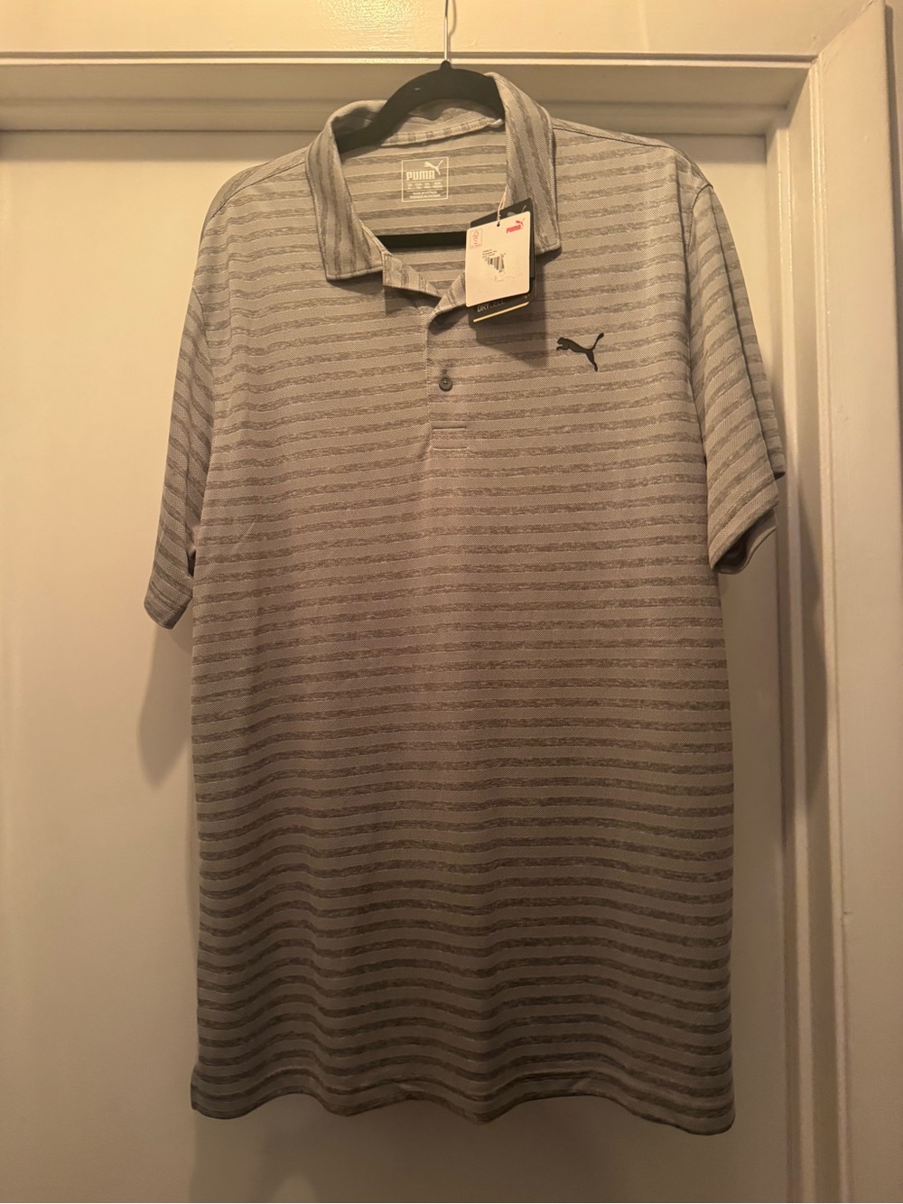 Puma Men’s Light Gray Striped Polo Shirt